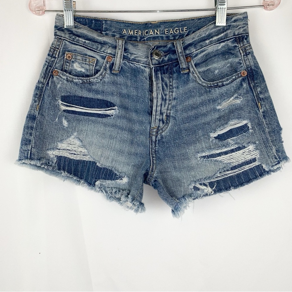 American Eagle Hi-Rise Festival Midi Cut Off Jean Shorts